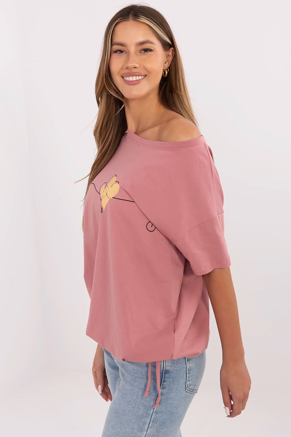 Dame T-skjorte - FP til dame fra MS StyleHaven, størrelse M, med short, bukselengde long, kjolelengde mini, kjolestil wrap