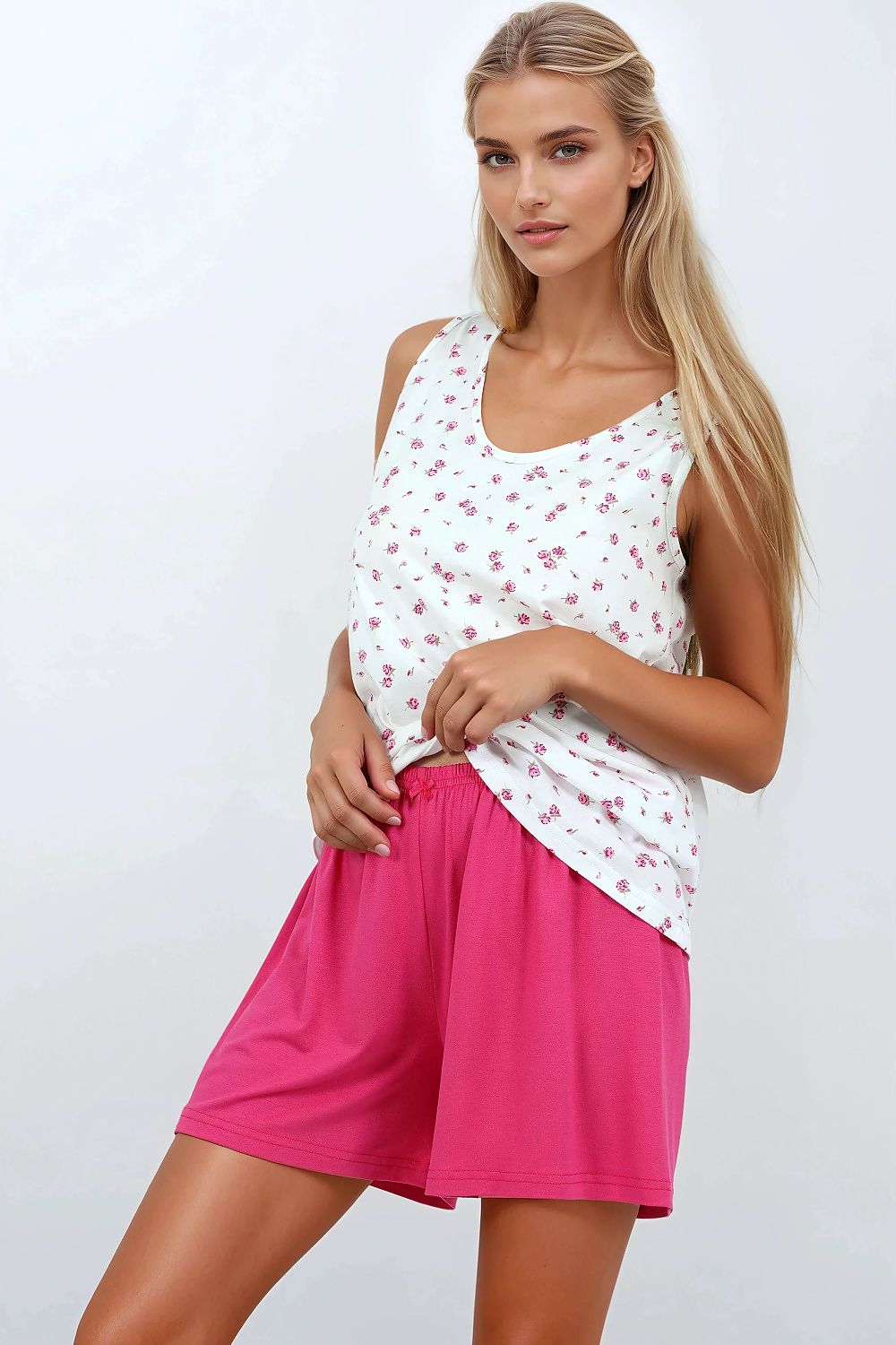 Pyjamas Momenti Per Me til dame fra MS StyleHaven, laget av Bomull; Viskose, farge Rosa, størrelse M, med short ermer, perfekt til casual
