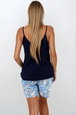 Elegant og komfortabelt pyjamassett til dame fra MS StyleHaven, laget av Viskose; Bomull, farge Blå, størrelse L, med short ermer, perfekt til casual
