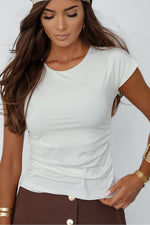 Bluse LaBalancia til dame fra MS StyleHaven; laget av Viskose; farge Brun; stÃƒÂ¸rrelse XS/S; med short ermer; perfekt til dress