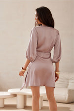 Dagkjole Roco Fashion til dame fra MS StyleHaven; stÃ¸rrelse 36; med short; kjolelengde mini; kjolestil wrap