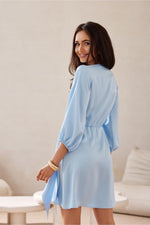 Dagkjole Roco Fashion til dame fra MS StyleHaven; stÃ¸rrelse 40; med short; kjolelengde mini; kjolestil wrap