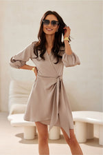 Dagkjole Roco Fashion til dame fra MS StyleHaven; stÃ¸rrelse 44; med short; kjolelengde mini; kjolestil wrap