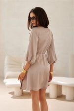 Dagkjole Roco Fashion til dame fra MS StyleHaven; stÃ¸rrelse 36; med short; kjolelengde mini; kjolestil wrap