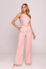 Klassisk Jumpsuit - Moe til dame fra MS StyleHaven, laget av polyester, farge Rosa, størrelse s, med sleeveless ermer, perfekt til dress