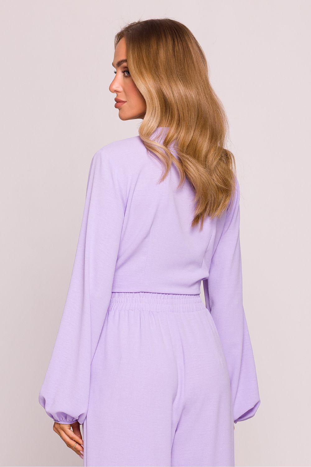 Bluse Moe til dame fra MS StyleHaven, laget av polyester, farge Fiolett, størrelse s, med long ermer, perfekt til dress