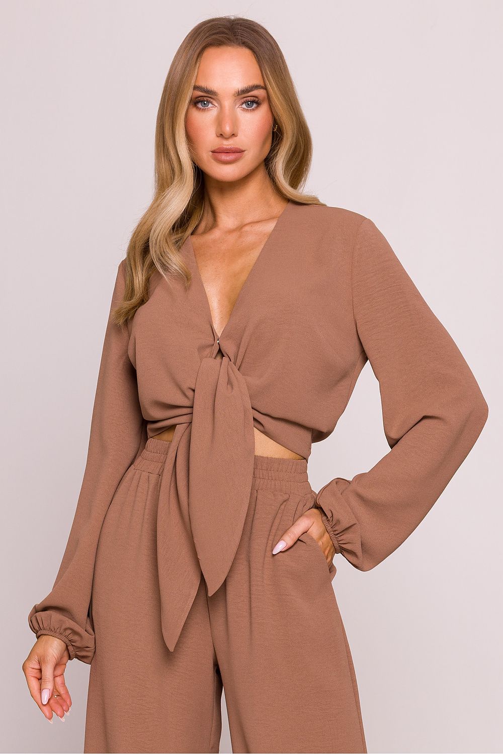 Bluse Moe til dame fra MS StyleHaven, laget av polyester, farge Fiolett, størrelse M, med long ermer, perfekt til dress