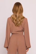 Bluse Moe til dame fra MS StyleHaven, laget av polyester, farge Fiolett, størrelse XL, med long ermer, perfekt til dress