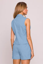 Gilet Moe til dame fra MS StyleHaven, laget av polyester, farge Blå 2, størrelse s, med short ermer, perfekt til dress