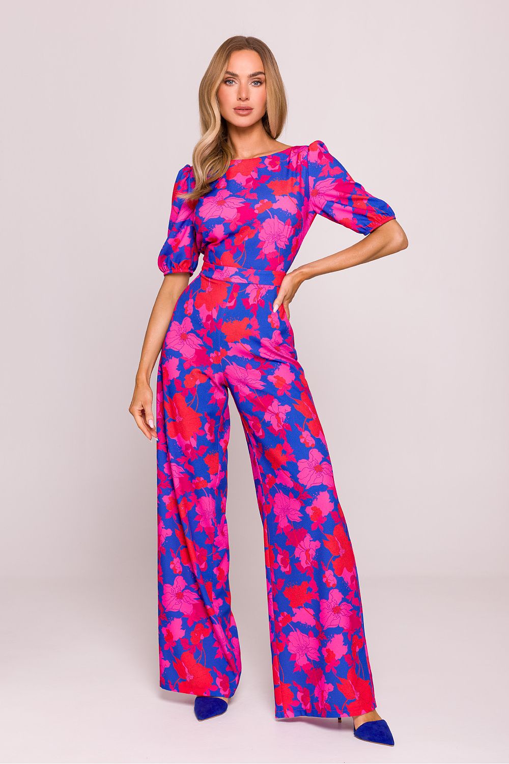 Jumpsuit - Moe til dame fra MS StyleHaven, laget av polyester, farge Flerfarget, størrelse s, med short ermer, perfekt til dress