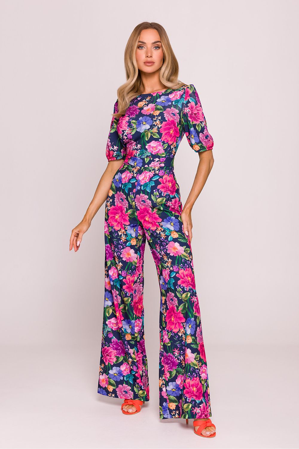 Jumpsuit - Moe til dame fra MS StyleHaven, laget av polyester, farge Flerfarget, størrelse L, med short ermer, perfekt til dress
