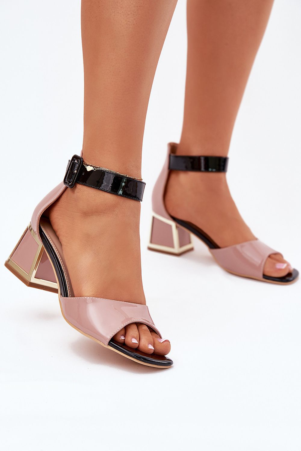 Hælsandaler Step in style til dame fra MS StyleHaven, laget av Bomull, med detaljer i faux-leather; leather, farge beige, størrelse 36, med short ermer, hælhøyde high, skostørrelse 36; 37; 38; 39; 40; 41, perfekt til dress
