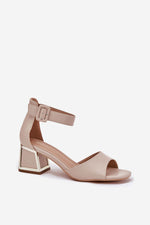 Hælsandaler Step in style til dame fra MS StyleHaven, laget av Bomull, farge beige 2, størrelse 37, med short ermer, perfekt til dress