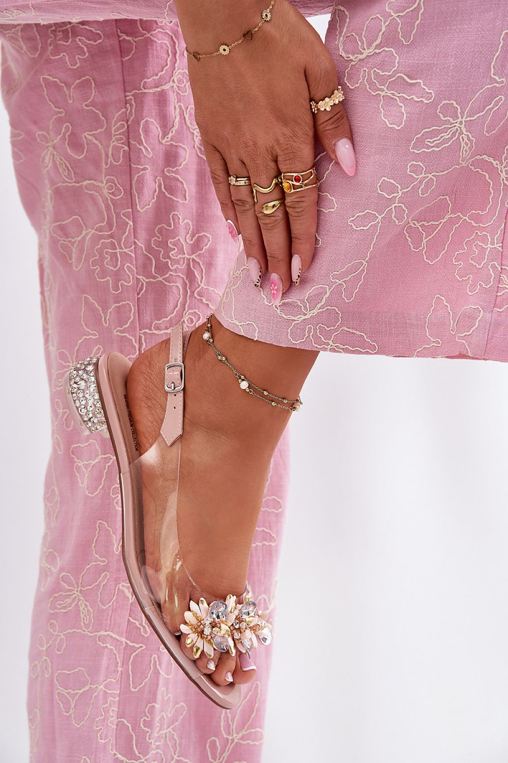 Hælsandaler Step in style til dame fra MS StyleHaven, laget av Bomull, farge Rosa, størrelse 38, med short ermer, perfekt til dress