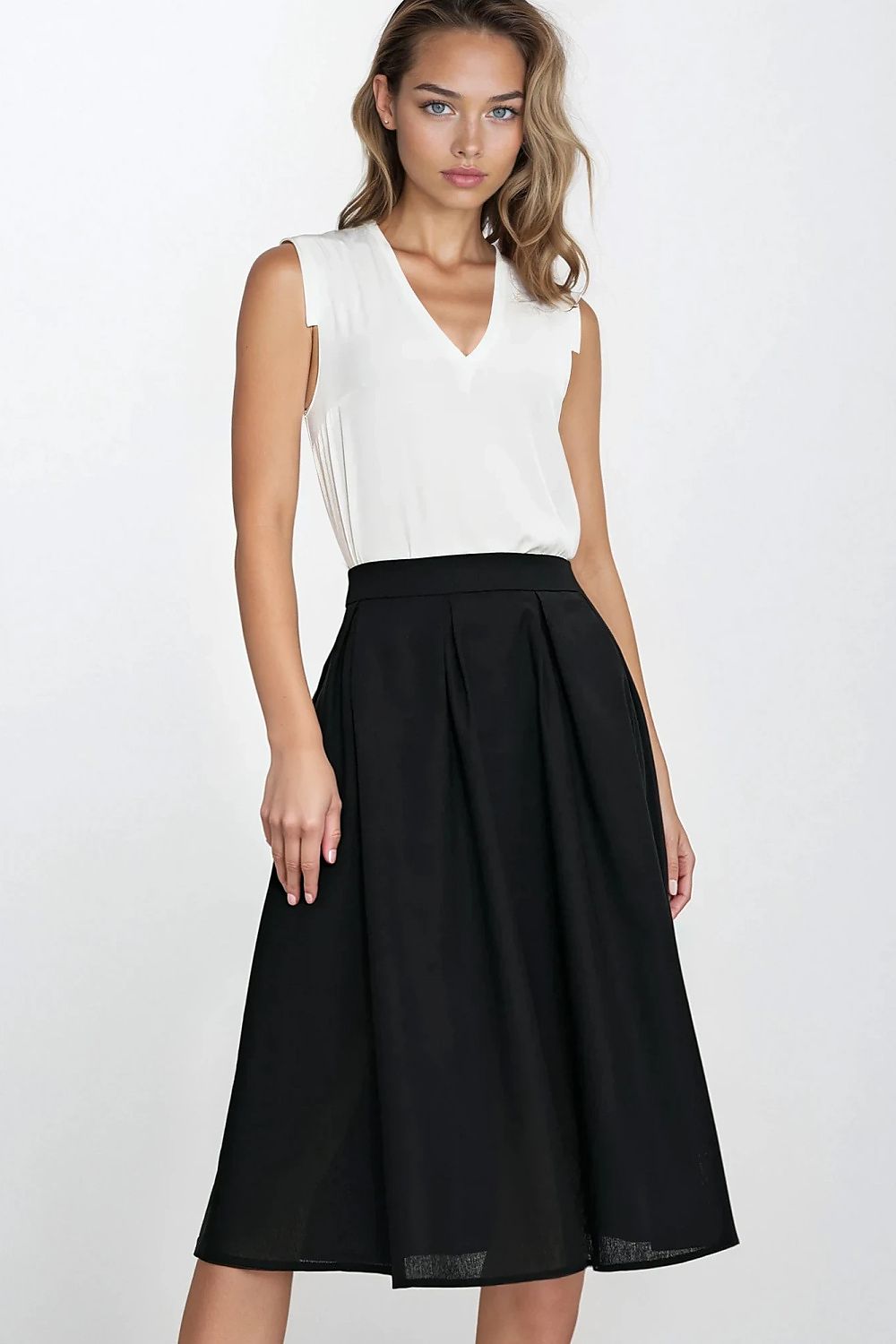 Skjørt Nife til dame fra MS StyleHaven, laget av rayon; Lin, farge Blå, størrelse 40, med short ermer, perfekt til casual; dress
