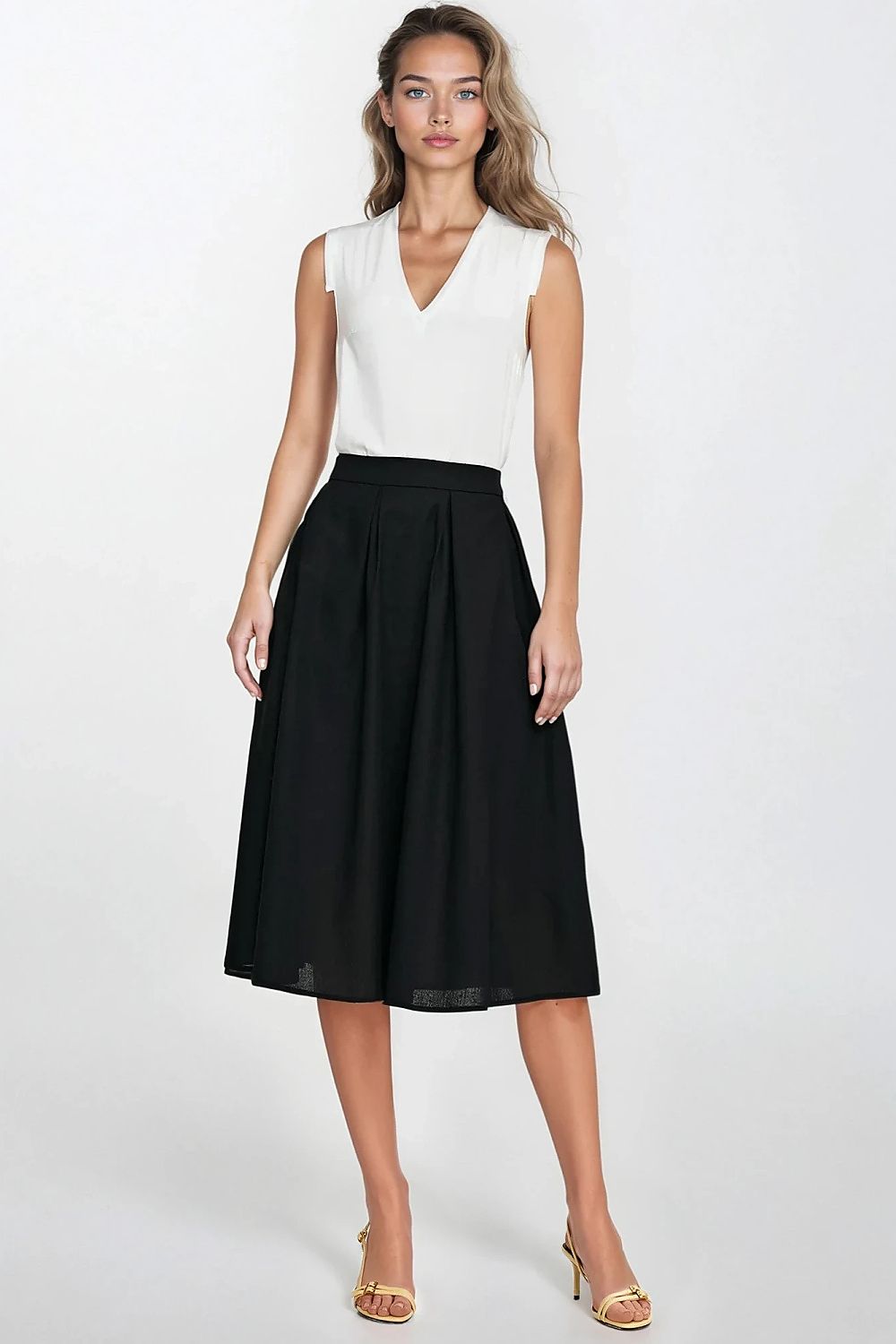 Skjørt Nife til dame fra MS StyleHaven, laget av rayon; Lin, farge Blå, størrelse 42, med short ermer, perfekt til casual; dress