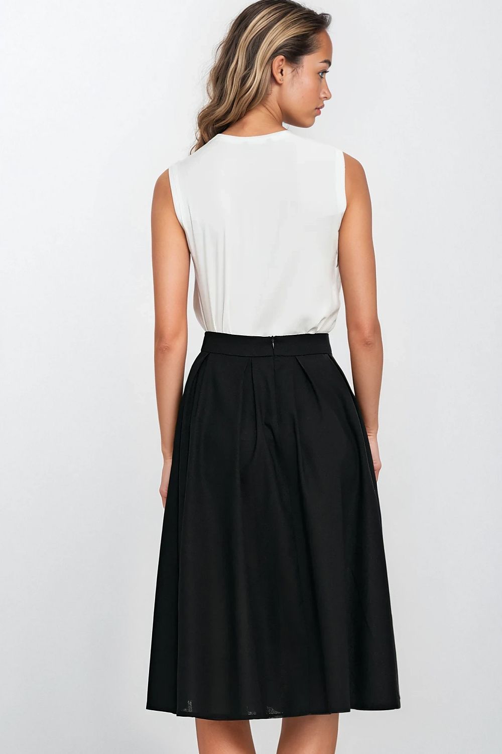 Skjørt Nife til dame fra MS StyleHaven, laget av rayon; Lin, farge Svart, størrelse 36, med short ermer, perfekt til casual; dress