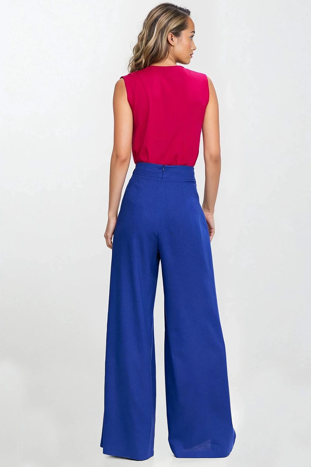 Damebukser Nife til dame fra MS StyleHaven, laget av rayon; Lin, farge Blå, størrelse 38, med sleeveless; short ermer, perfekt til casual