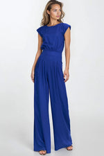 Jumpsuit Nife til dame fra MS StyleHaven, laget av rayon; Lin, farge Svart, størrelse 42, med sleeveless; short ermer, perfekt til casual