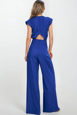 Jumpsuit Nife til dame fra MS StyleHaven, laget av rayon; Lin, farge Blå 2, størrelse 36, med sleeveless; short ermer, perfekt til casual