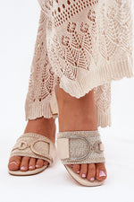 Flip-flops Step in Style til dame fra MS StyleHaven, laget av Bomull, farge beige, størrelse 39, med short ermer, perfekt til casual