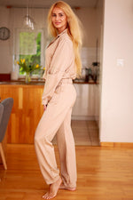 Sett Mirale til dame fra MS StyleHaven, laget av Bomull; Elastan-1, farge beige, størrelse s, med long ermer, perfekt til dress