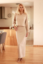 Sett Mirale til dame fra MS StyleHaven, laget av Bomull; Elastan-1, farge Grå, størrelse XXL, med long ermer, perfekt til dress
