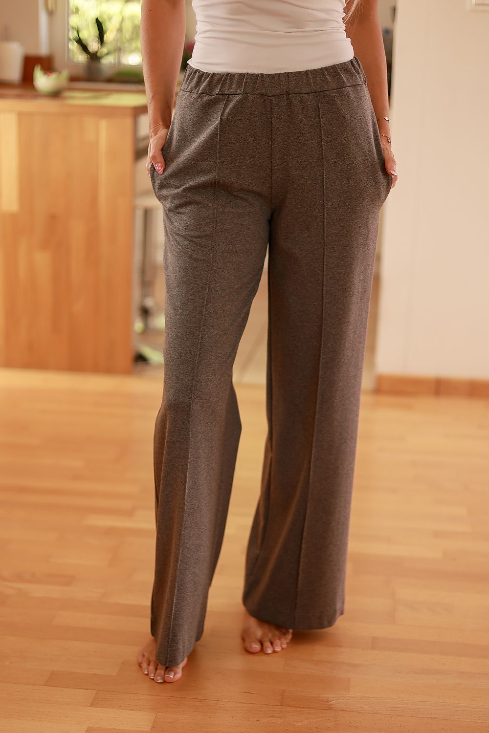 Damebukser Mirale til dame fra MS StyleHaven, laget av Bomull, farge Grå, størrelse s, med long ermer, bukselengde long, perfekt til dress