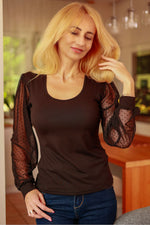 Bluse Mirale til dame fra MS StyleHaven, laget av Viskose; Netting, farge Svart, størrelse s, med long ermer, perfekt til dress