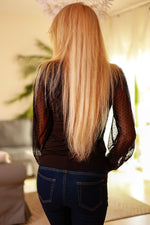 Bluse Mirale til dame fra MS StyleHaven, laget av Viskose; Netting, farge Svart, størrelse L, med long ermer, perfekt til dress