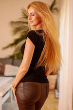 Bluse Mirale til dame fra MS StyleHaven, laget av Polyamid, farge Svart, størrelse L, med short ermer, perfekt til dress