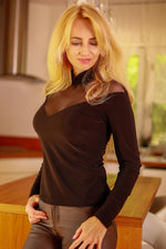 Bluse Mirale til dame fra MS StyleHaven, laget av Netting, farge Svart, størrelse XL, med long ermer, perfekt til dress