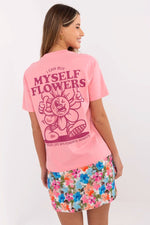 T-skjorte Sublevel til dame fra MS StyleHaven, laget av Bomull, farge Rosa, størrelse M, med short ermer