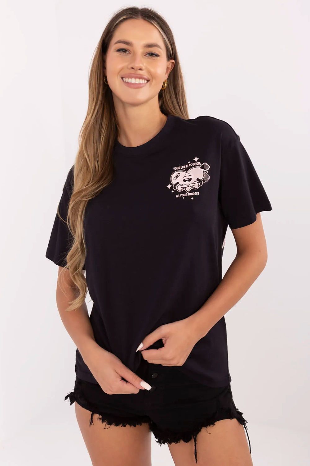 T-skjorte Sublevel til dame fra MS StyleHaven, laget av Bomull, farge Rosa, størrelse L, med short ermer