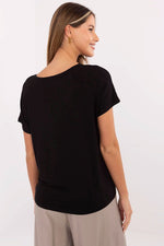 T-skjorte Sublevel til dame fra MS StyleHaven, laget av Viskose, farge Svart, størrelse L, med short ermer