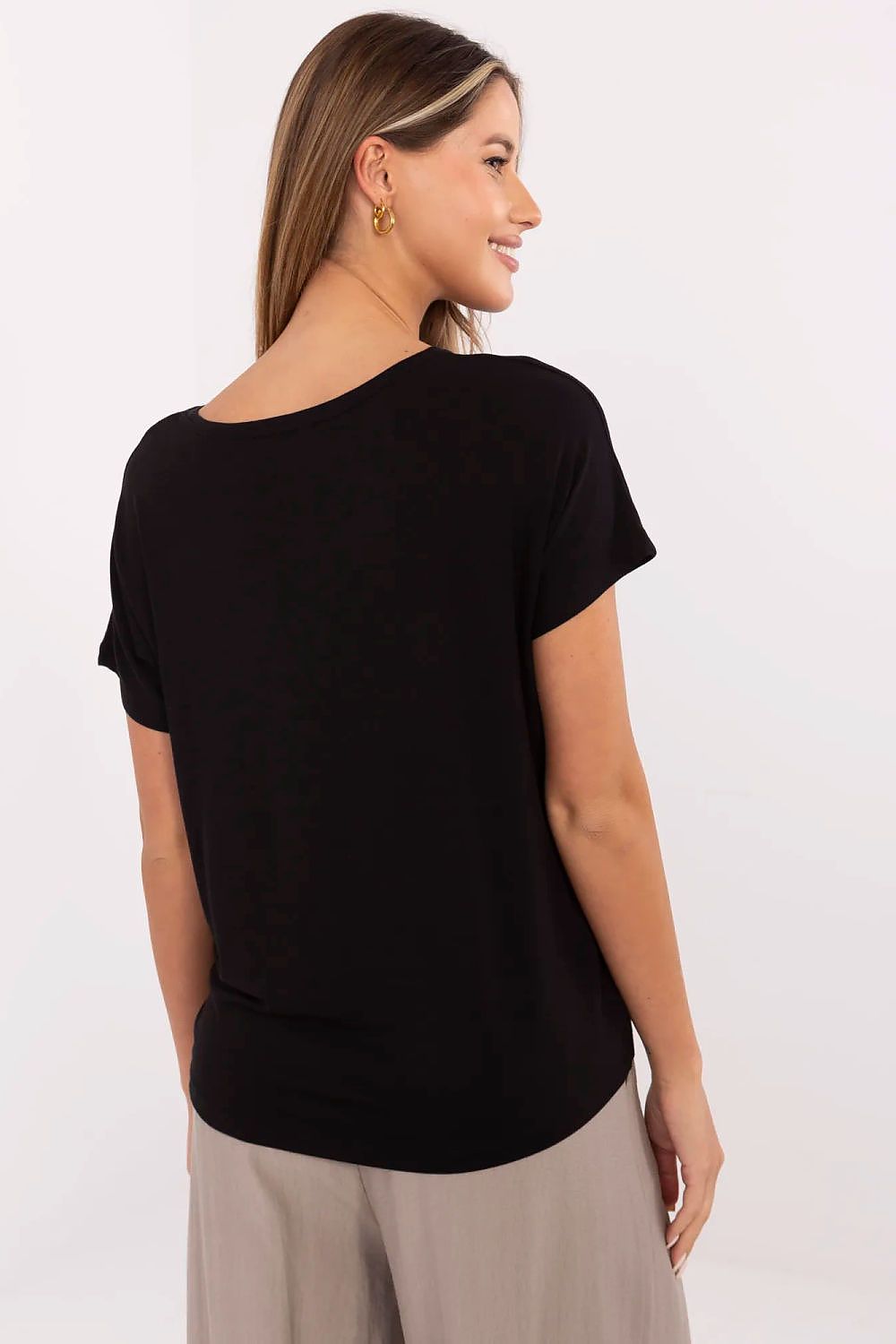 T-skjorte Sublevel til dame fra MS StyleHaven, laget av Viskose, farge Svart, størrelse L, med short ermer