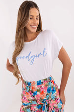 T-skjorte Sublevel til dame fra MS StyleHaven, laget av Viskose, farge Hvit, størrelse L, med short ermer