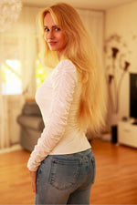 Bluse Mirale til dame fra MS StyleHaven, laget av Polyamid, farge beige, størrelse M, med long ermer, perfekt til dress