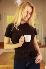 Bluse Mirale til dame fra MS StyleHaven, laget av Viskose, farge Svart, størrelse L, med 3-4; short ermer, perfekt til dress