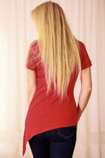 Bluse Mirale til dame fra MS StyleHaven, laget av Viskose, farge Rød, størrelse s, med short ermer, perfekt til dress