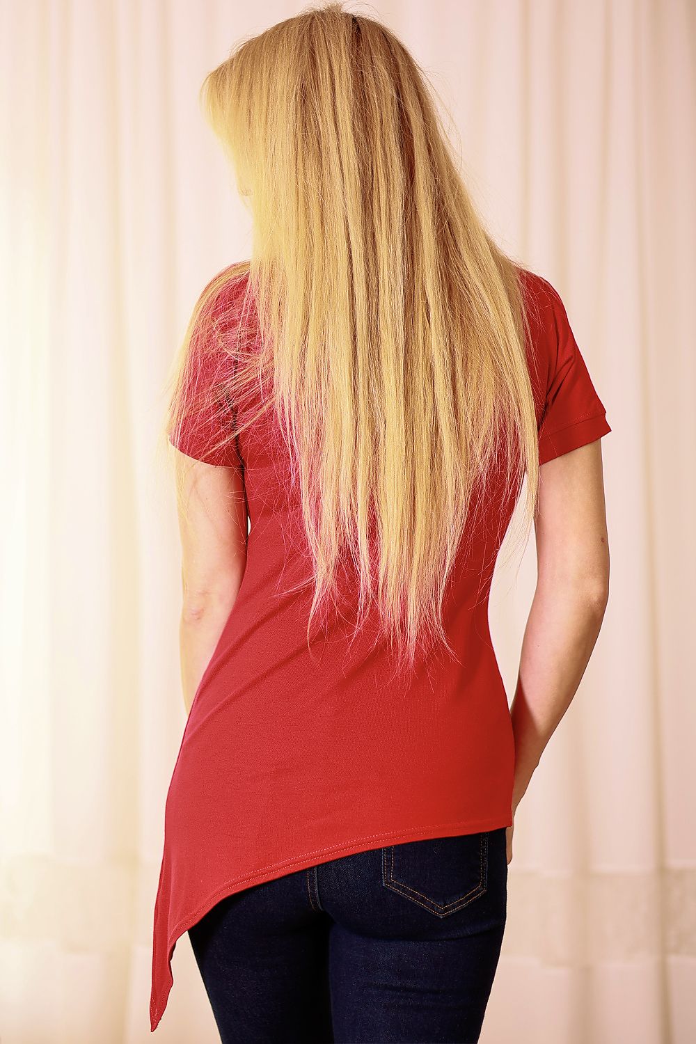 Bluse Mirale til dame fra MS StyleHaven, laget av Viskose, farge Rød, størrelse s, med short ermer, perfekt til dress