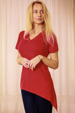Bluse Mirale til dame fra MS StyleHaven, laget av Viskose, farge Rød, størrelse M, med short ermer, perfekt til dress