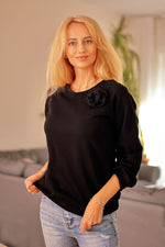 Genser Mirale til dame fra MS StyleHaven, laget av Bomull, farge Grå, størrelse XXL, med long ermer, perfekt til dress