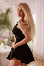 Shorts Mirale til dame fra MS StyleHaven, laget av Bomull; Elastan-1, farge Svart, størrelse M, med long ermer, perfekt til dress