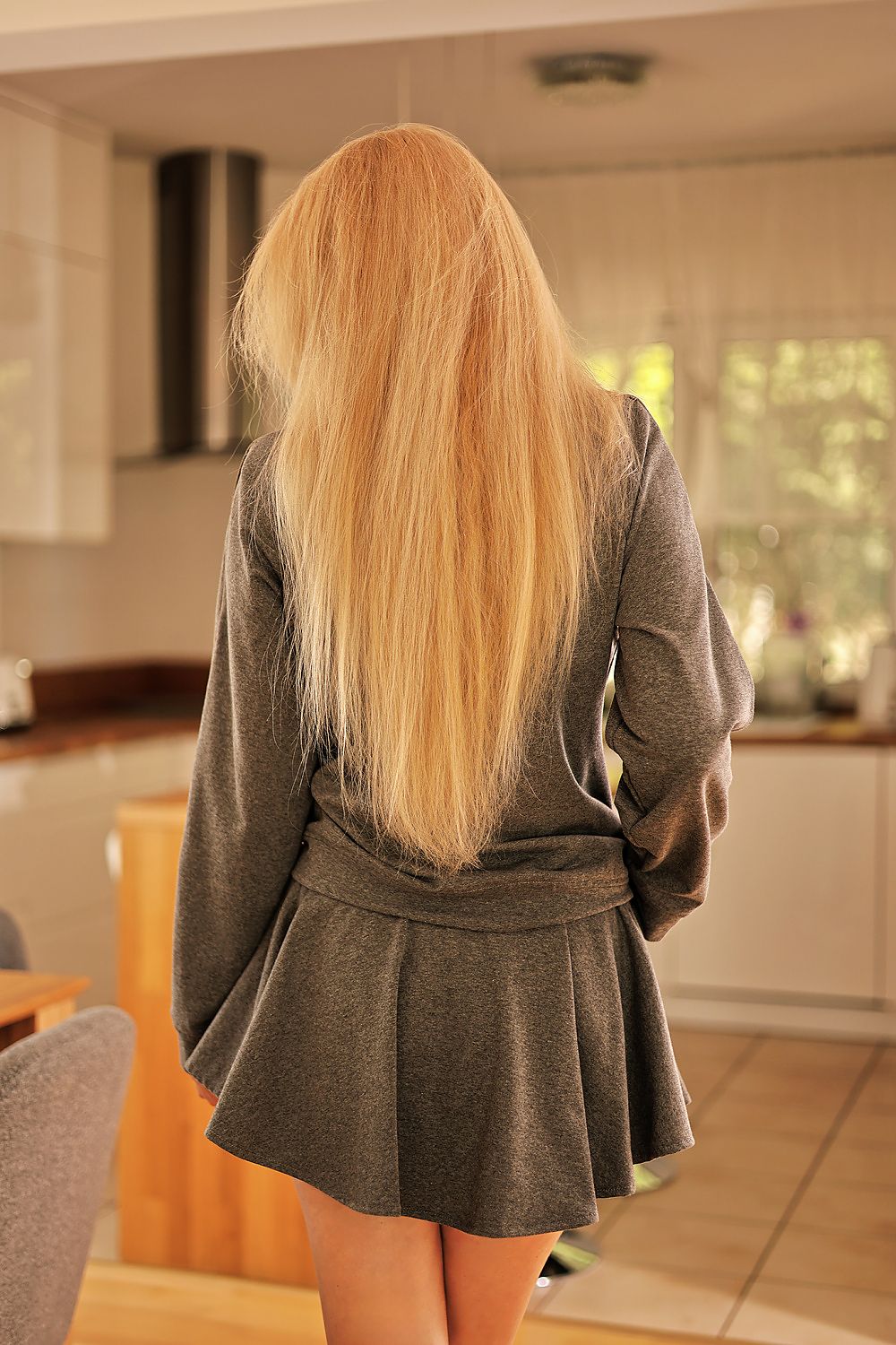 Skjørtbukse Mirale til dame fra MS StyleHaven, laget av Bomull, farge Grå, størrelse s, med long ermer, perfekt til dress