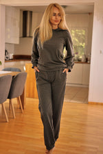 Sett Mirale til dame fra MS StyleHaven, laget av Bomull; Elastan-1, farge Grå, størrelse s, med long ermer, perfekt til dress