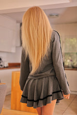 Skjørtbukse Mirale til dame fra MS StyleHaven, laget av Bomull; Elastan-1, farge Grå, størrelse L, med long ermer, perfekt til dress