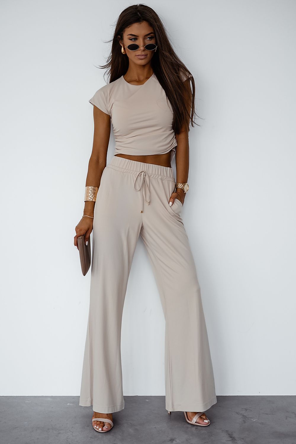 Sett LaBalancia til dame fra MS StyleHaven, laget av Viskose, farge Brun, størrelse L/XL, med short ermer, perfekt til dress