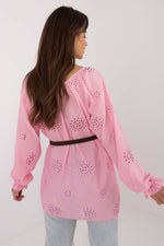 Bluse Lakerta til dame fra MS StyleHaven; laget av Bomull; farge BlÃƒÂ¥; stÃƒÂ¸rrelse S/M; med long ermer; perfekt til dress