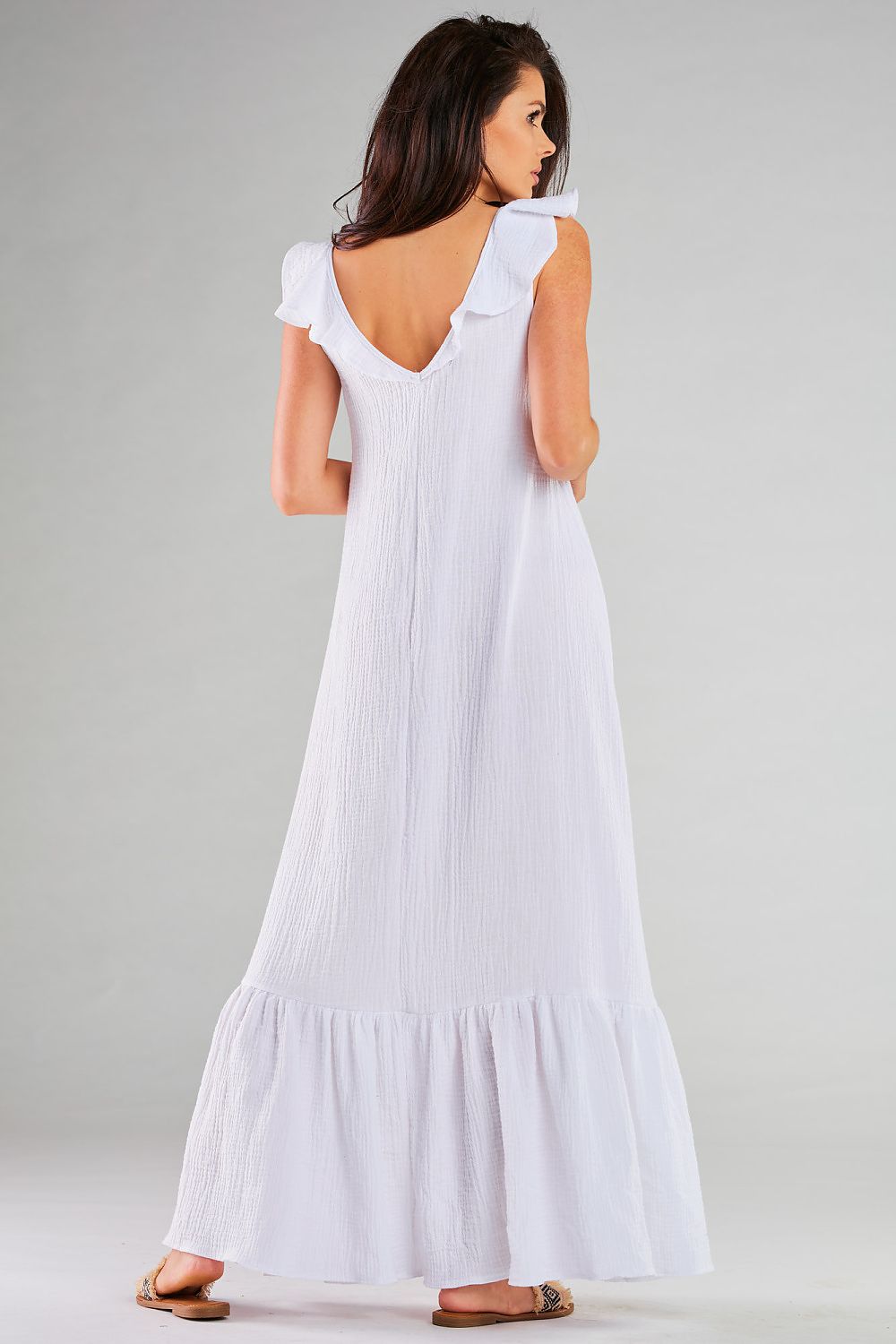 Dagkjole Infinite You til dame fra MS StyleHaven; laget av Bomull; Elastan-1; farge Hvit; stÃ¸rrelse L/XL; med long ermer; perfekt til dress